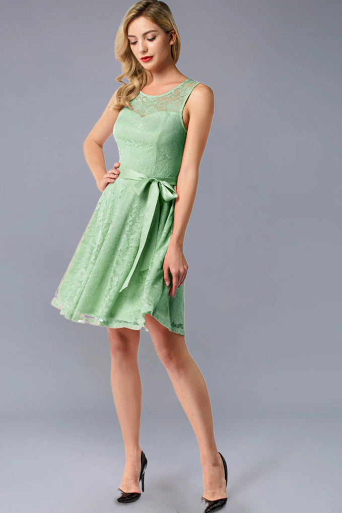 Dressystar Floral Lace Short Bridesmaid Dresses Mint