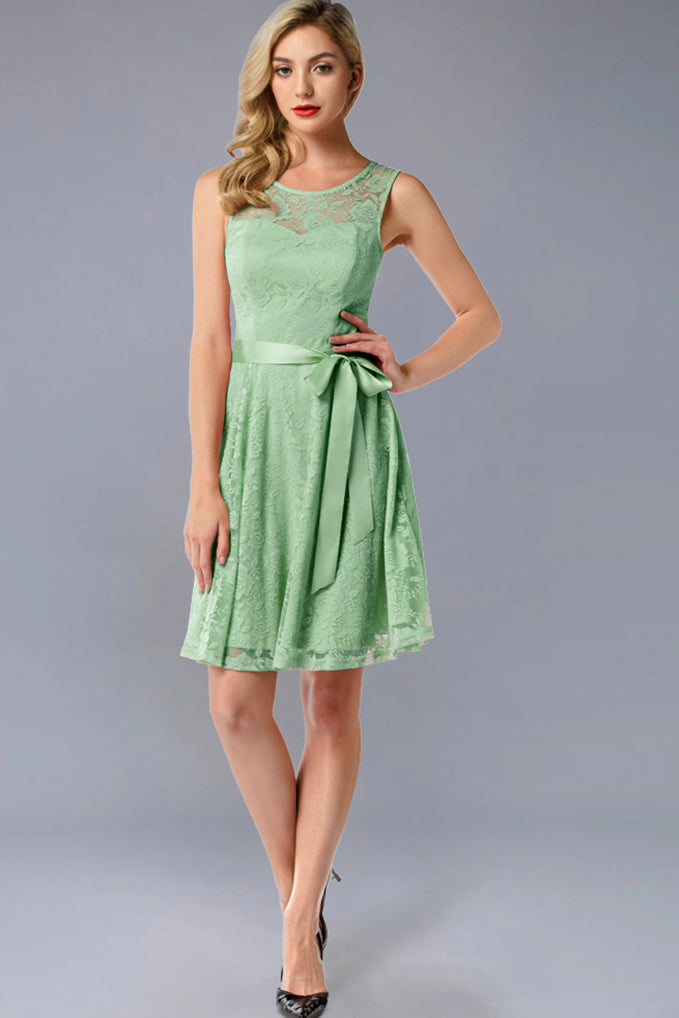 Dressystar Floral Lace Short Bridesmaid Dresses Mint