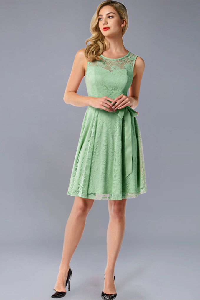 dressystar Floral Lace Short Bridesmaid Dresses Mint