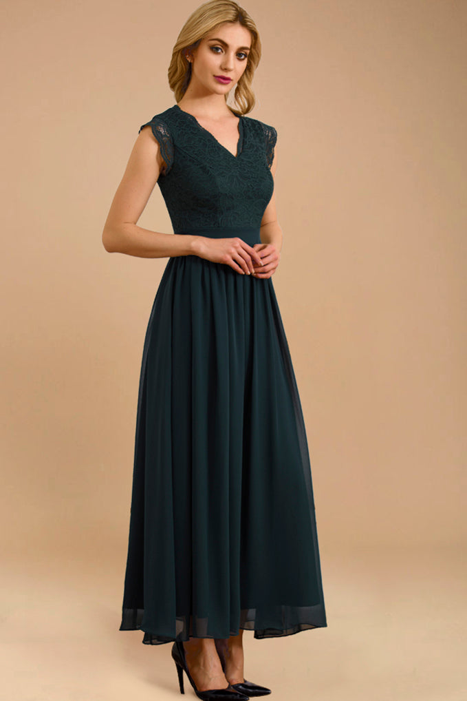 Dressystar Green V Neck Sleeveless Formal Party Gown