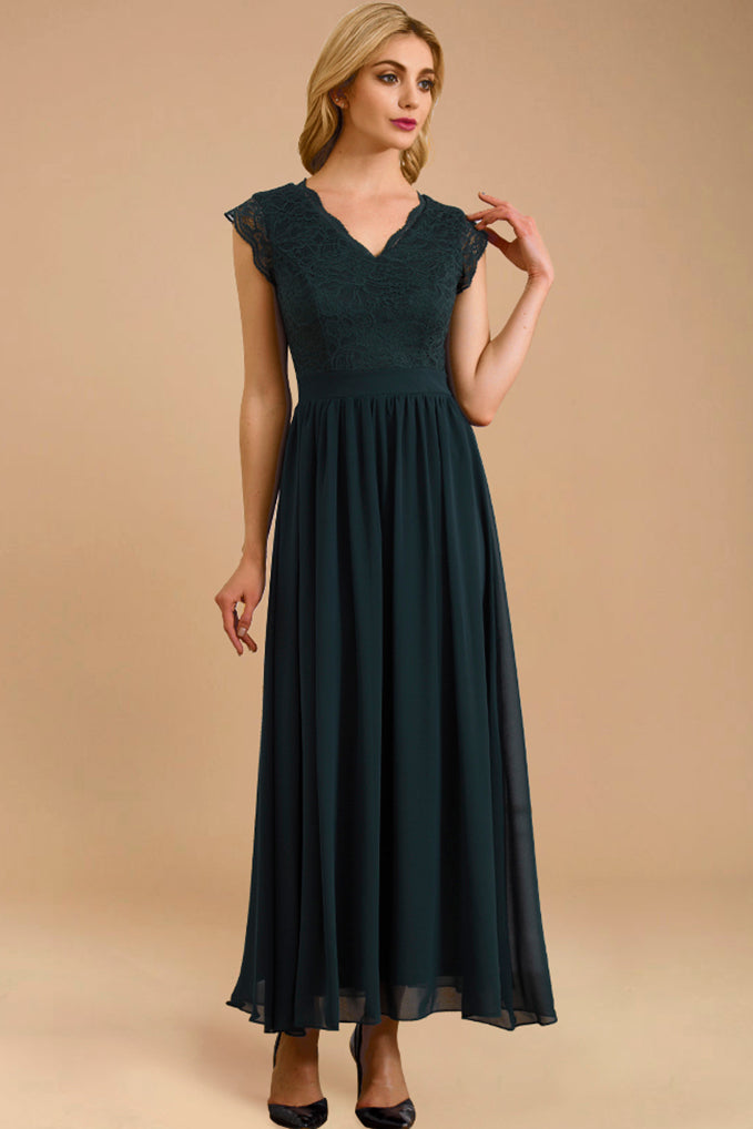Dressystar Green V Neck Sleeveless Formal Party Gown