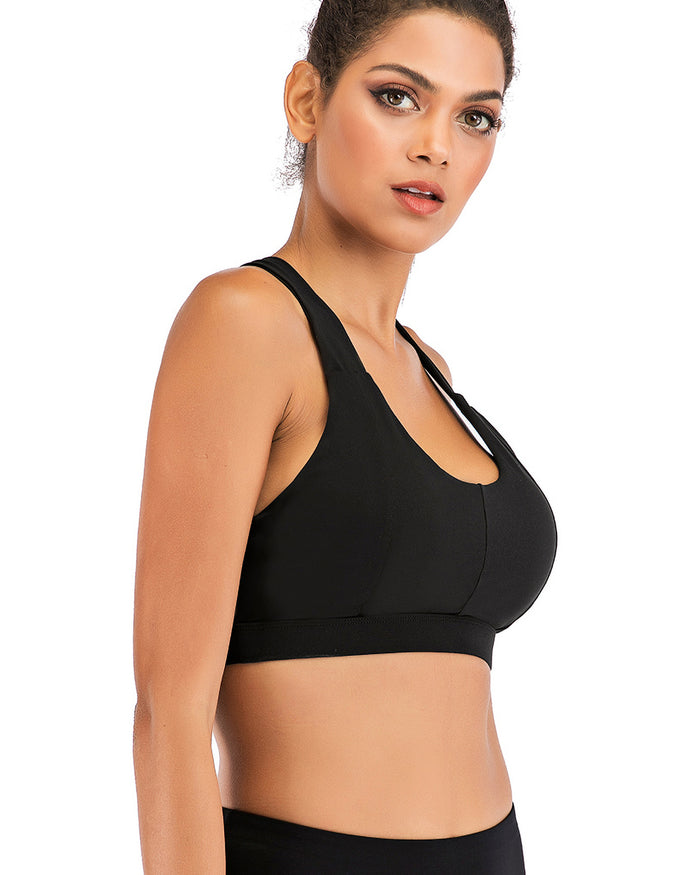 Dressystar High Impact Strappy Criss Cross Sports Bras In Black