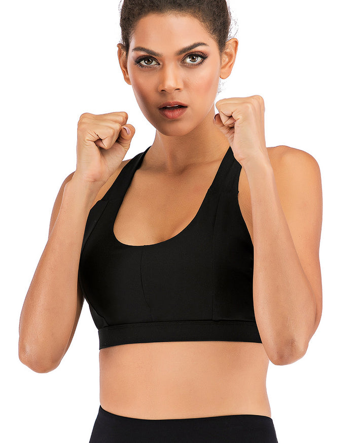 Dressystar High Impact Strappy Criss Cross Sports Bras In Black
