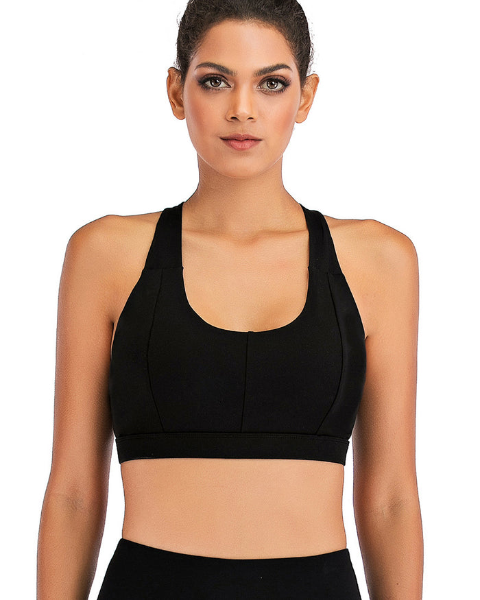 Dressystar High Impact Strappy Criss Cross Sports Bras In Black