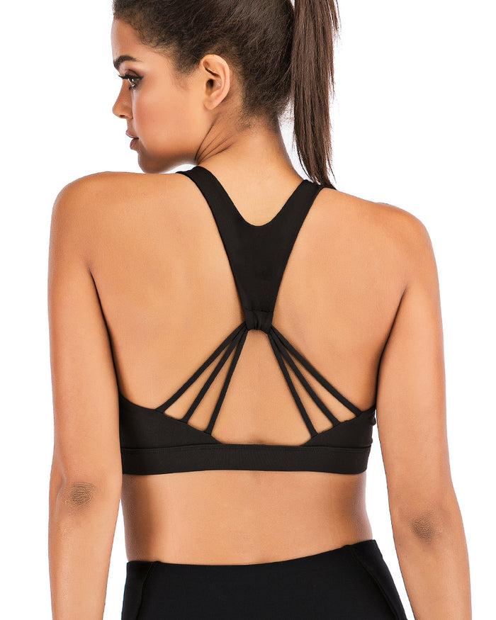 dressystar High Impact Strappy Criss Cross Sports Bras in Black