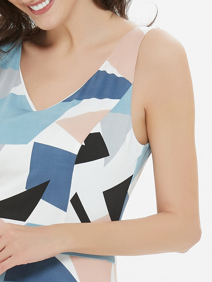 Dressystar Multi Color Print Asymmetrical Midi Dress