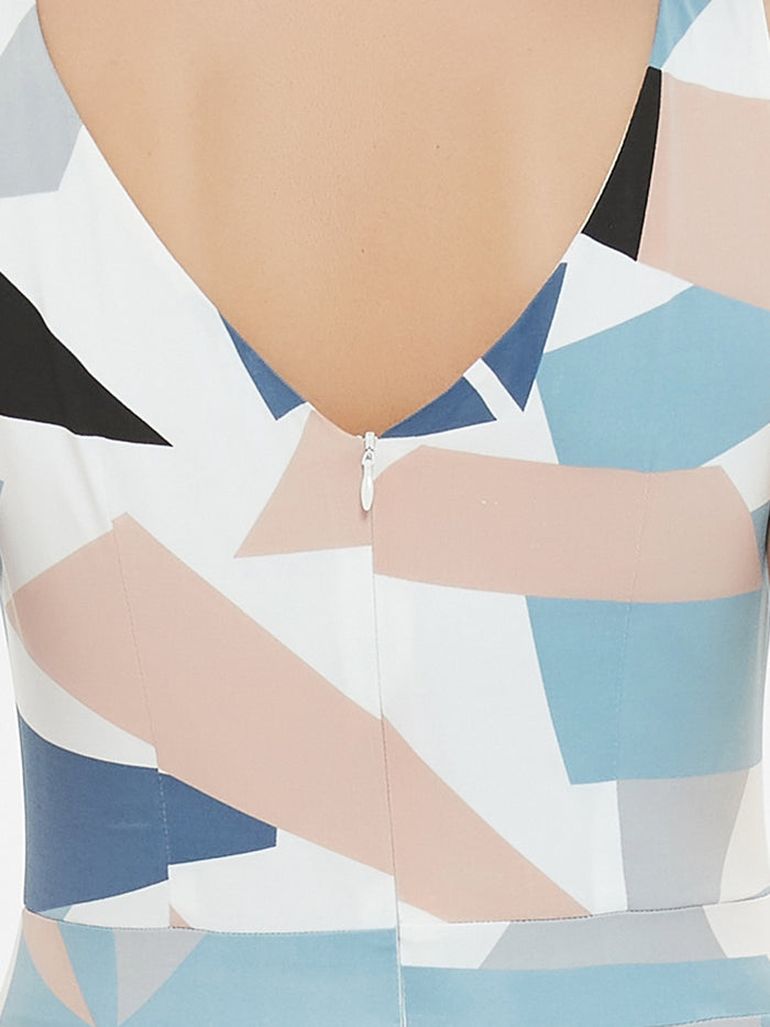 Dressystar Multi Color Print Asymmetrical Midi Dress