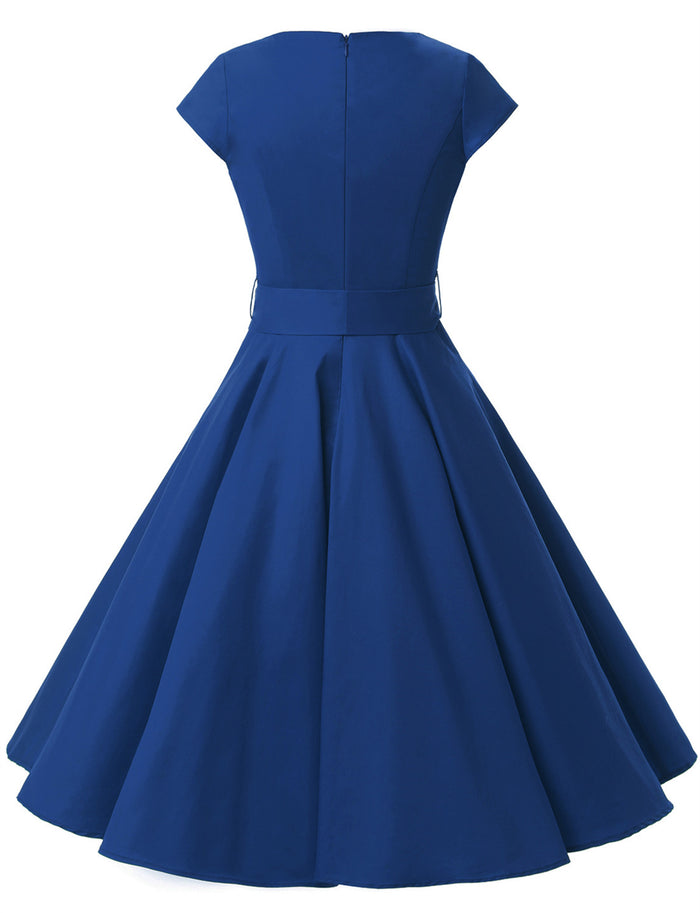 Dressystar Royal Blue 1950s Vintage Dress Cap Sleeve