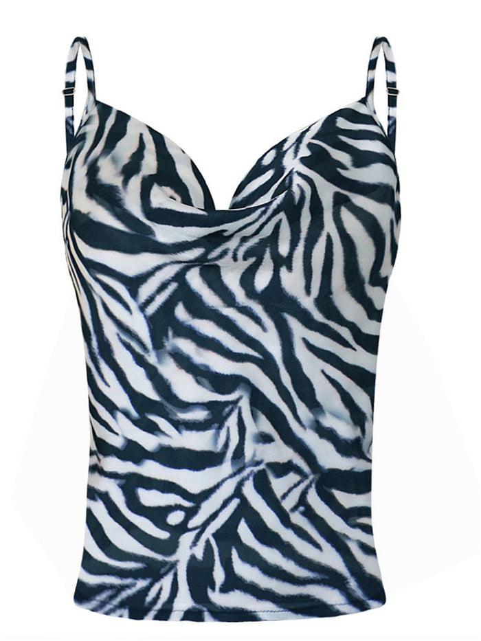 Dressystar Summer Sexy Silky Casual Top Zebra Pattern