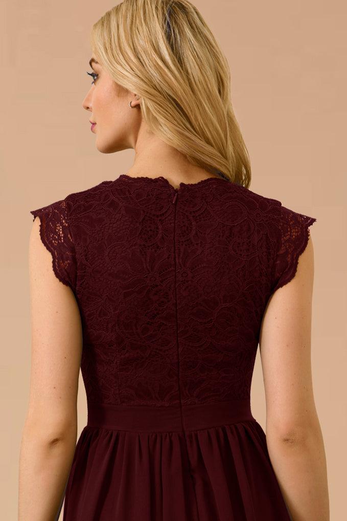 Dressystar V Neck Sleeveless Formal Party Gown Burgundy