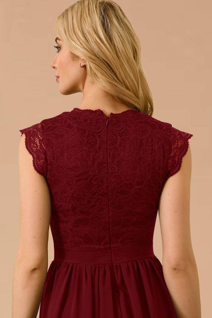 Dressystar V Neck Sleeveless Formal Party Gown Dark Red