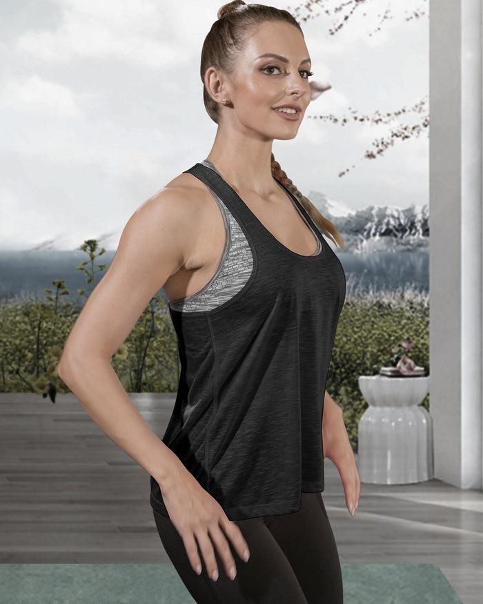 Dressystar Workout Tank Tops With Built In Bra In Black