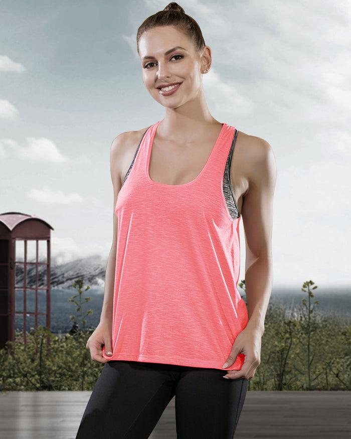 Dressystar Workout Tank Tops With Built In Bra In Coral