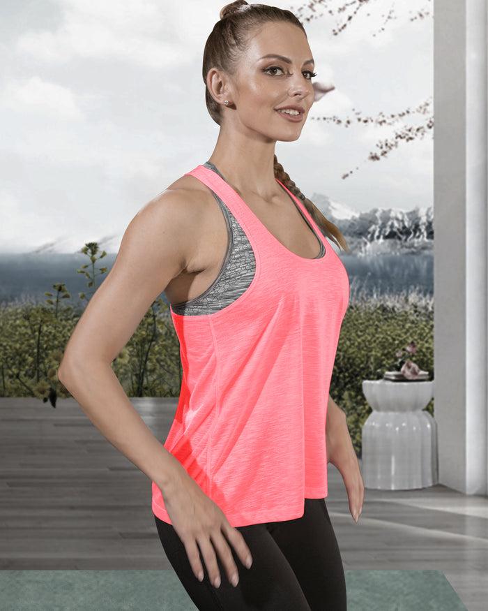 Dressystar Workout Tank Tops With Built In Bra In Coral