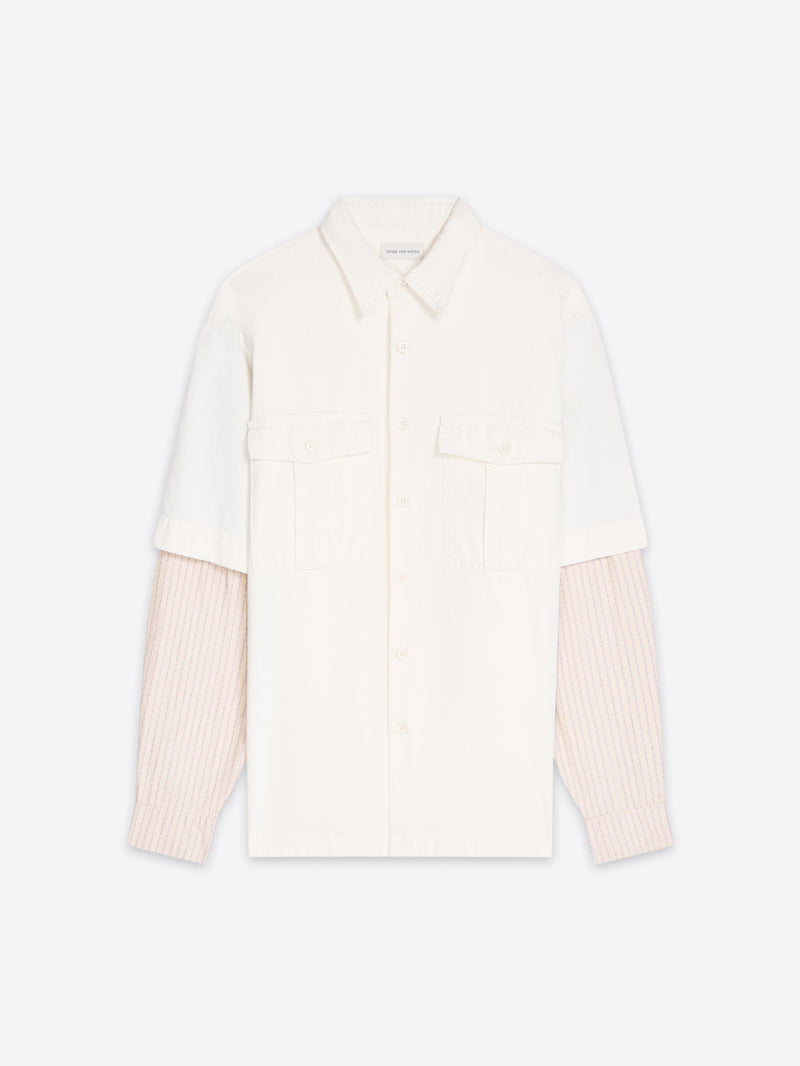 Dries Van Noten Contrast Sleeves Denim Shirt OFF WHITE