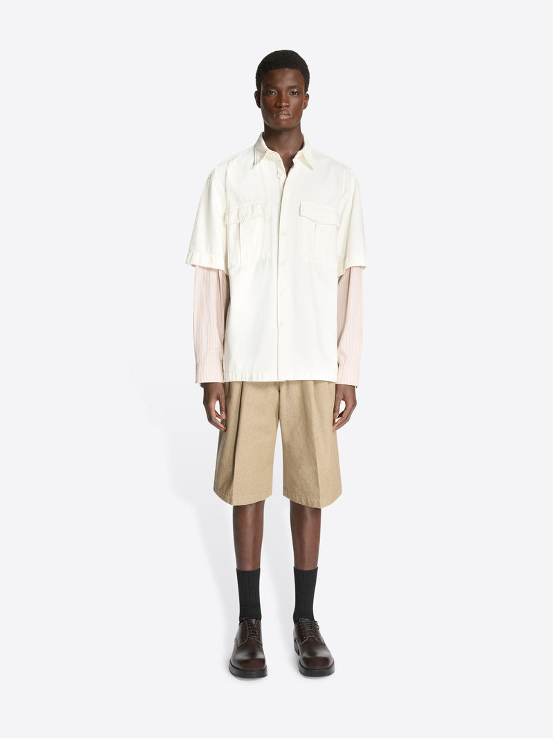 Dries Van Noten Contrast Sleeves Denim Shirt OFF WHITE