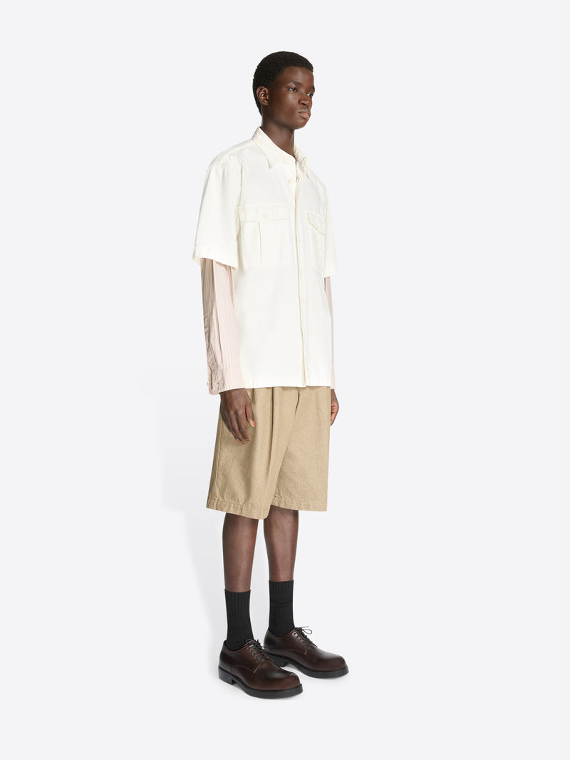 Dries Van Noten Contrast Sleeves Denim Shirt OFF WHITE