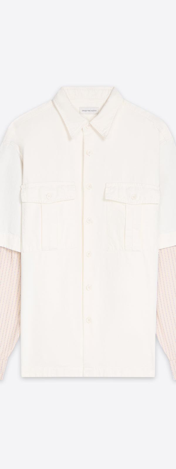 dries van noten Contrast sleeves denim shirt OFF WHITE