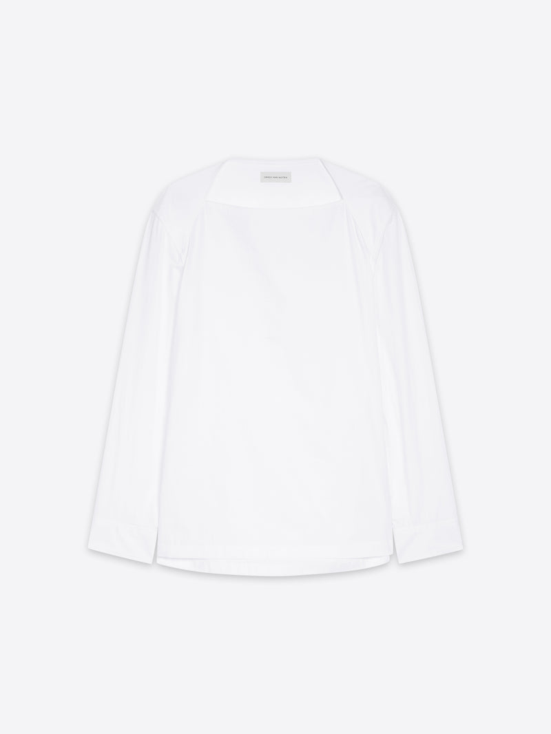 Dries Van Noten Boat Neck Cotton Shirt WHITE