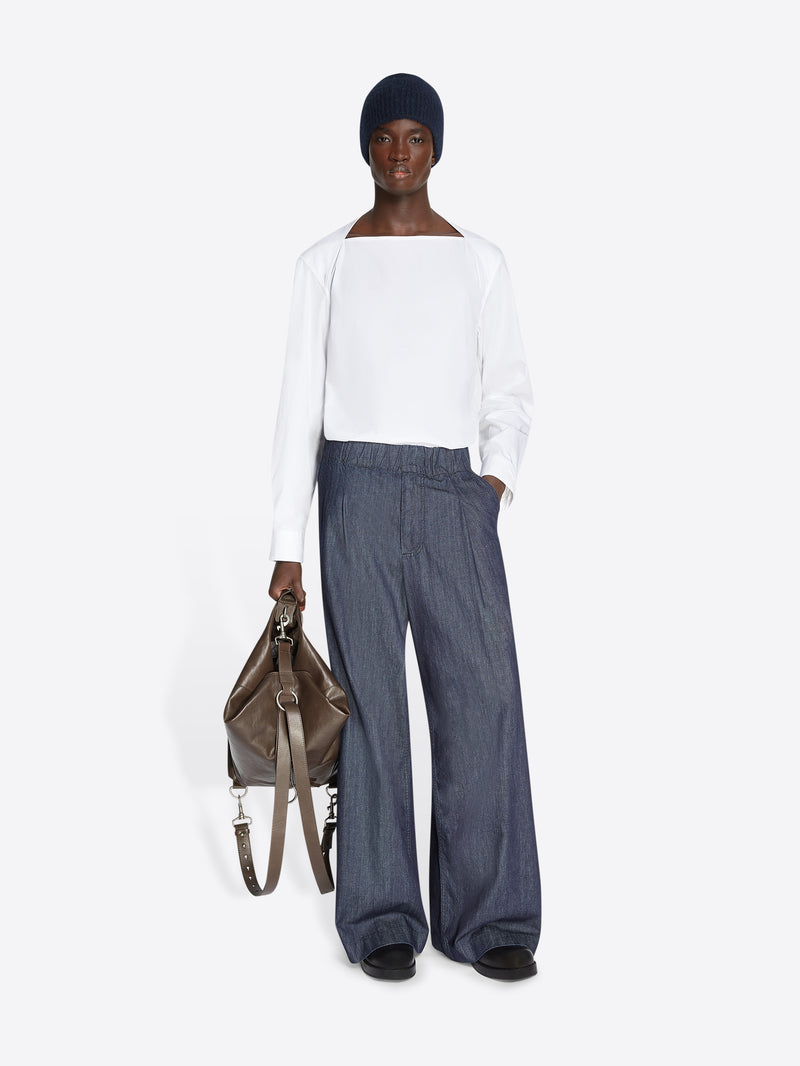 Dries Van Noten Boat Neck Cotton Shirt WHITE