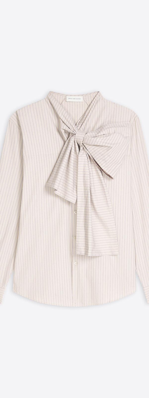 dries van noten Bow neck cotton shirt BEIGE