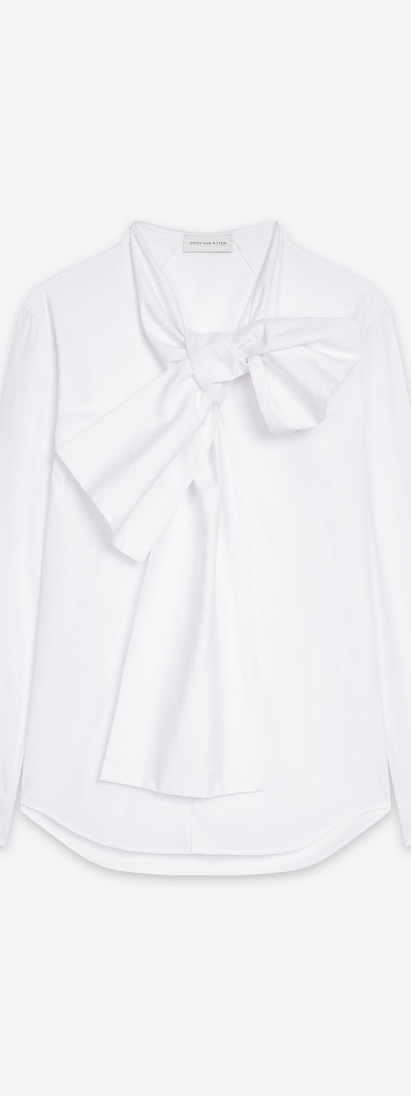 dries van noten Bow neck cotton shirt WHITE