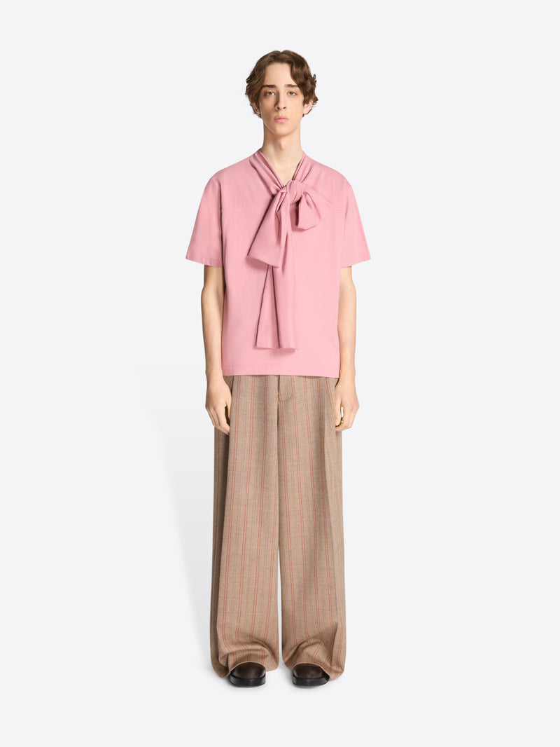 Dries Van Noten Bow Neck Cotton Tee LIGHT ROSE