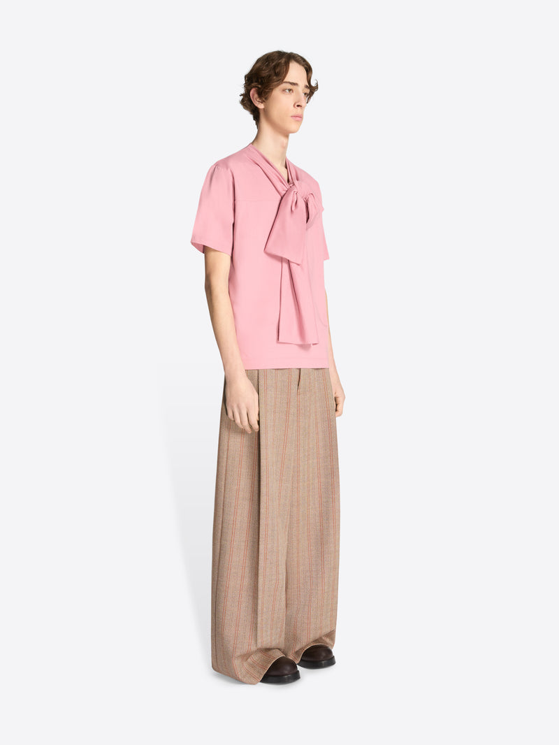Dries Van Noten Bow Neck Cotton Tee LIGHT ROSE