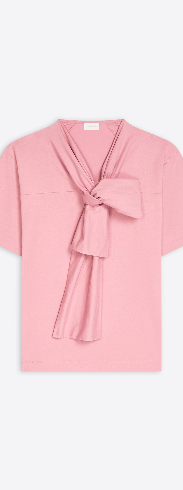 dries van noten Bow neck cotton tee LIGHT ROSE