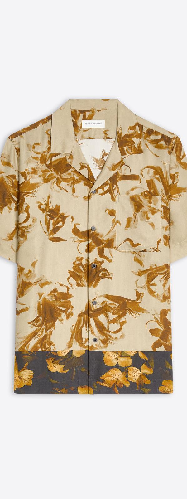 dries van noten Boxy viscose shirt BEIGE