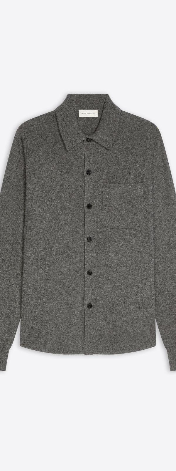Dries Van Noten Cashmere Polo Shirt DARK GREY