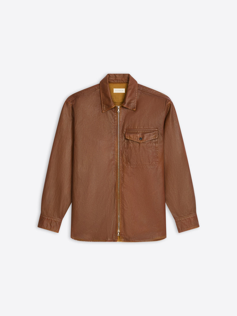 Dries Van Noten Coated Zipped Shirt RUST