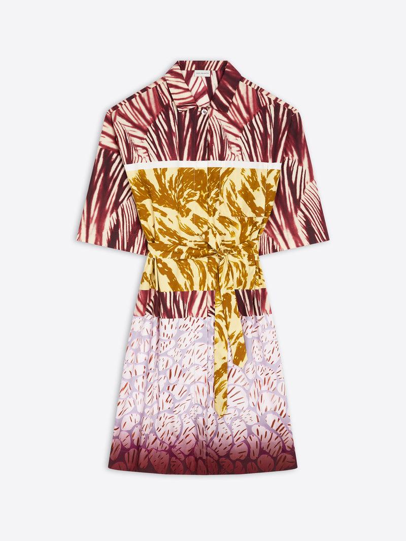 Dries Van Noten Cotton Shirt Dress Burgundy