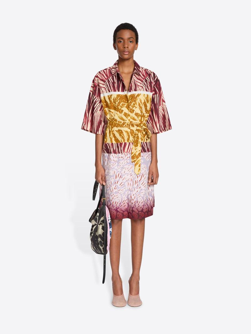Dries Van Noten Cotton Shirt Dress Burgundy