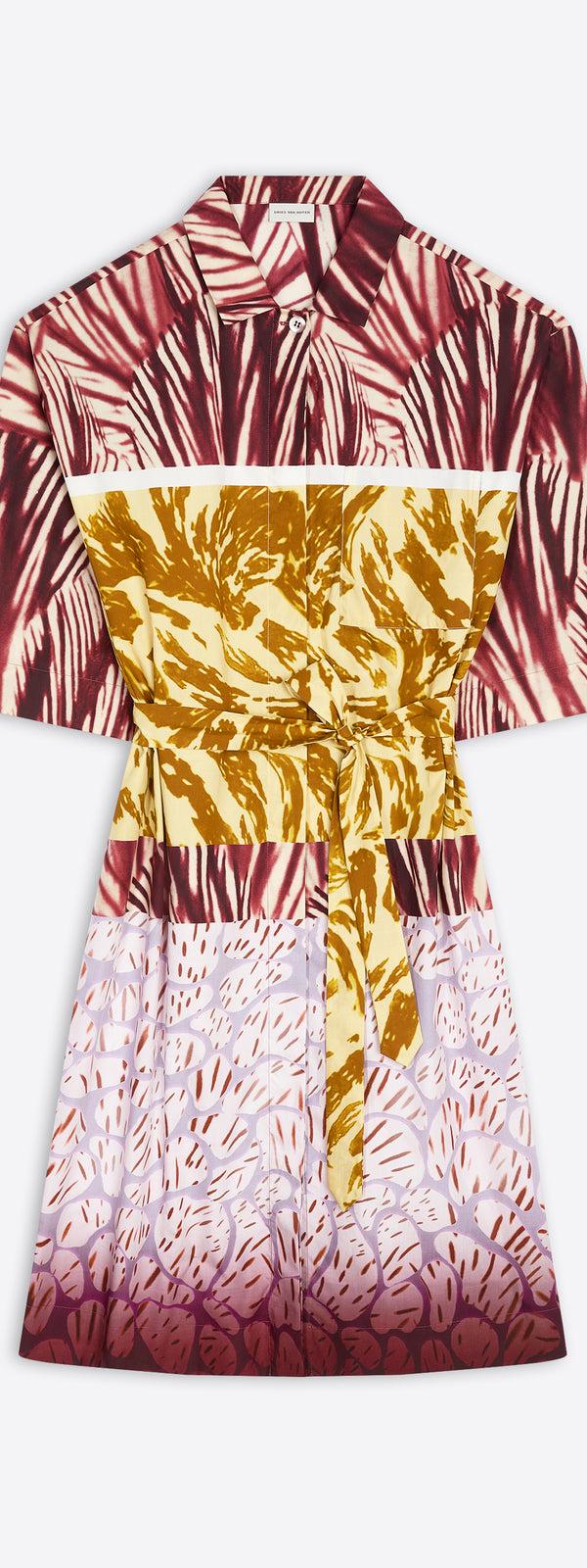 dries van noten Cotton shirt dress burgundy