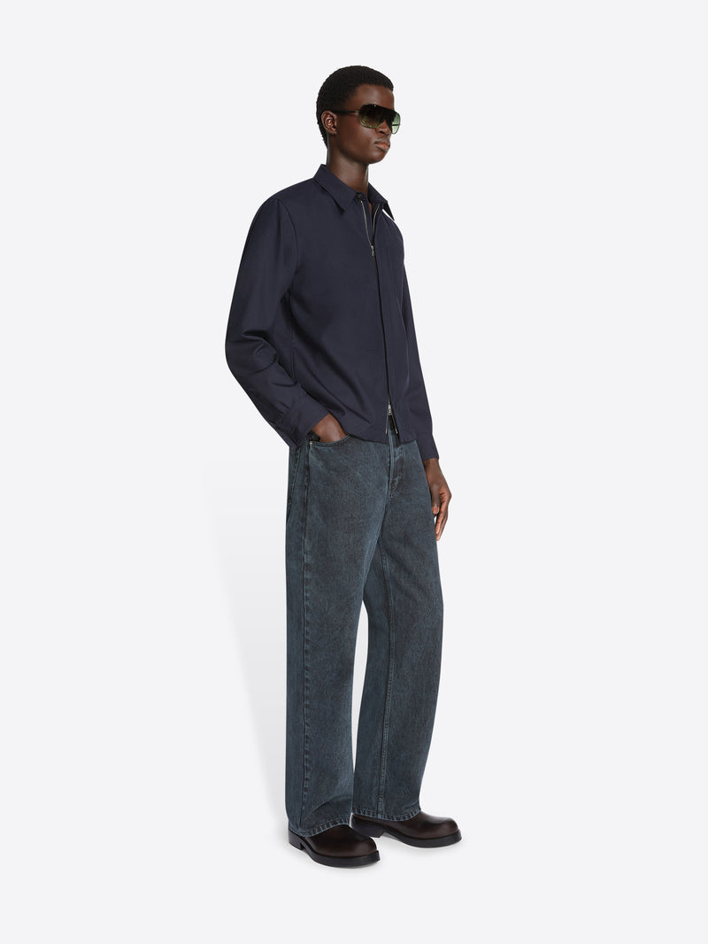 Dries Van Noten Cotton Zip Shirt Navy