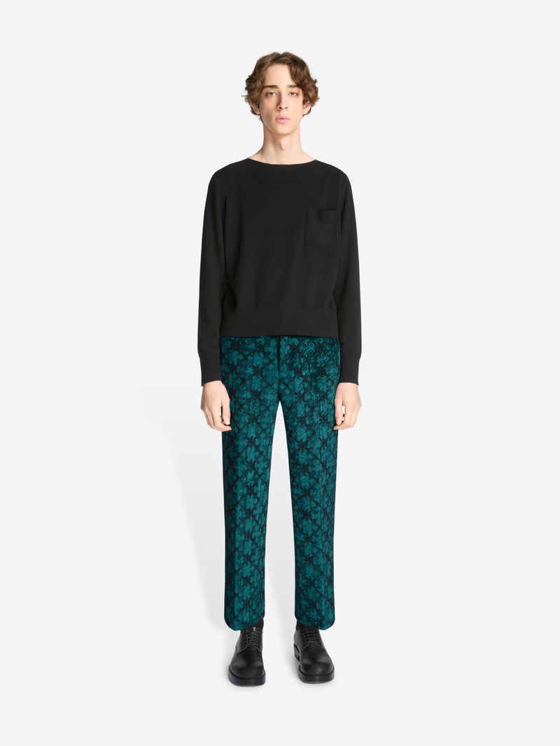 Dries Van Noten Cropped Jacquard Pants PETROL