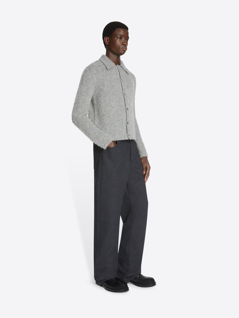 Dries Van Noten Cropped Wool Cardigan MID GREY