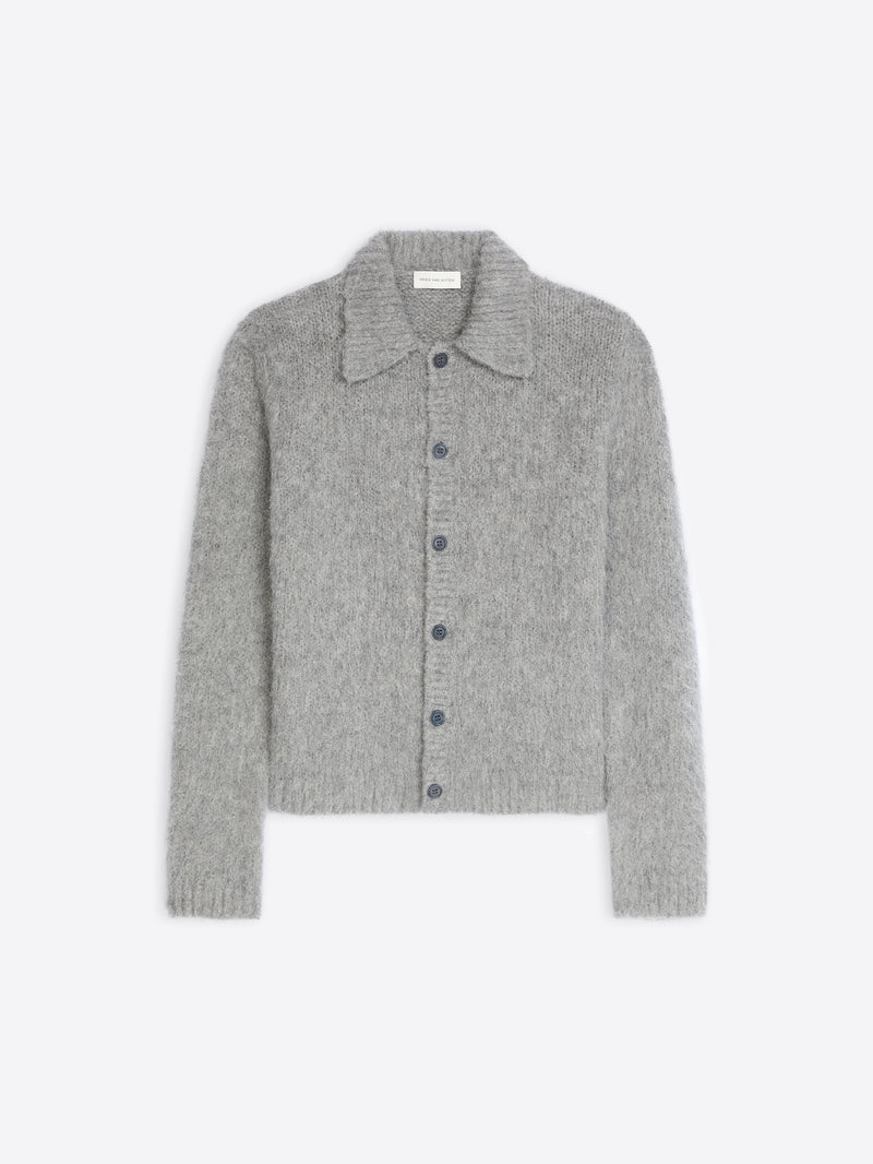 Dries Van Noten Cropped Wool Cardigan MID GREY