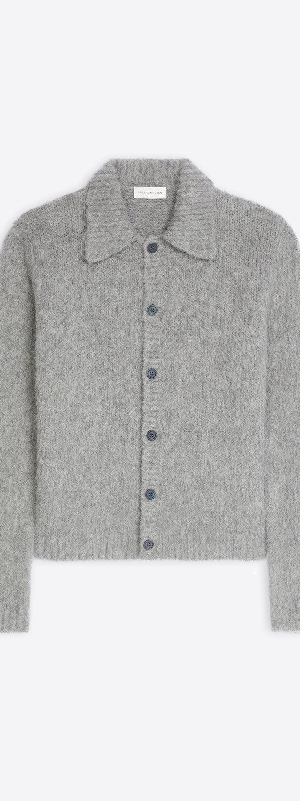 dries van noten Cropped wool cardigan MID GREY