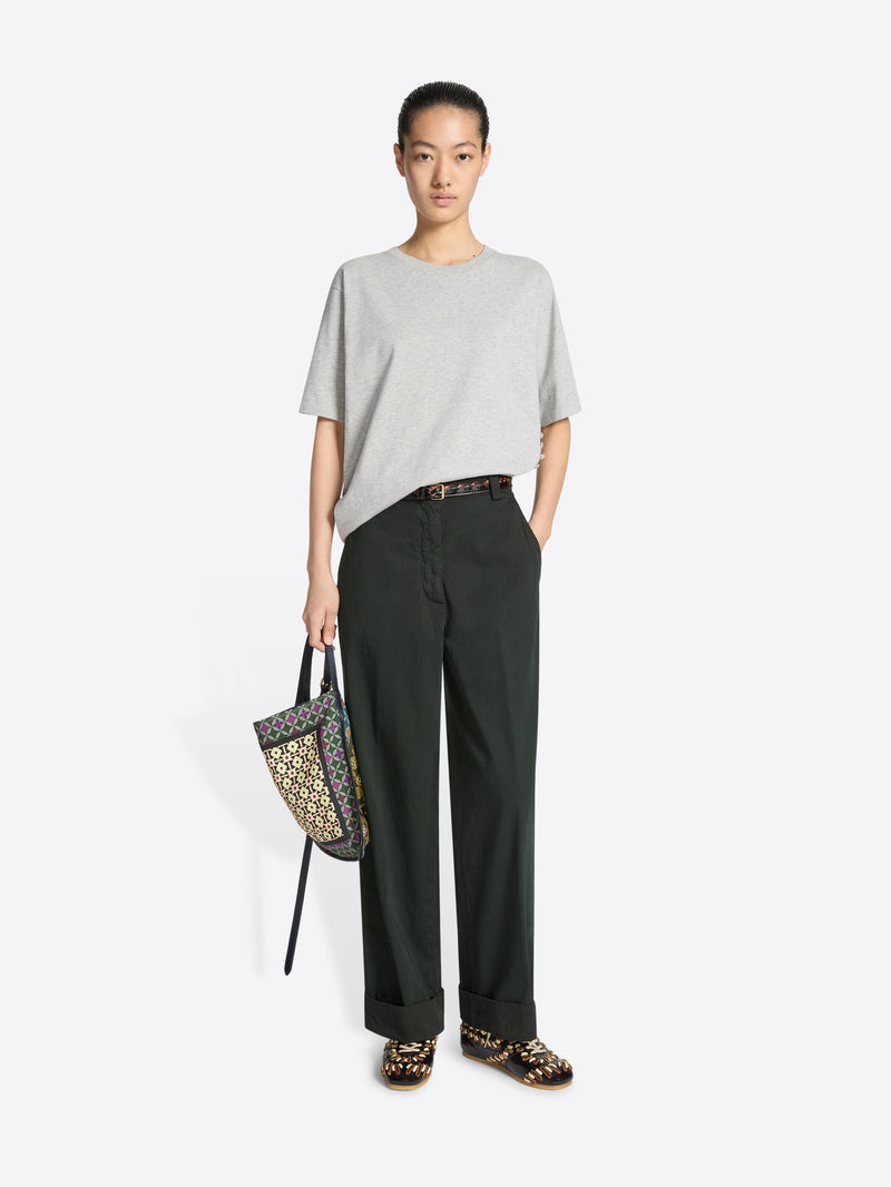 Dries Van Noten Cuffed Cotton Pants DARK GREEN