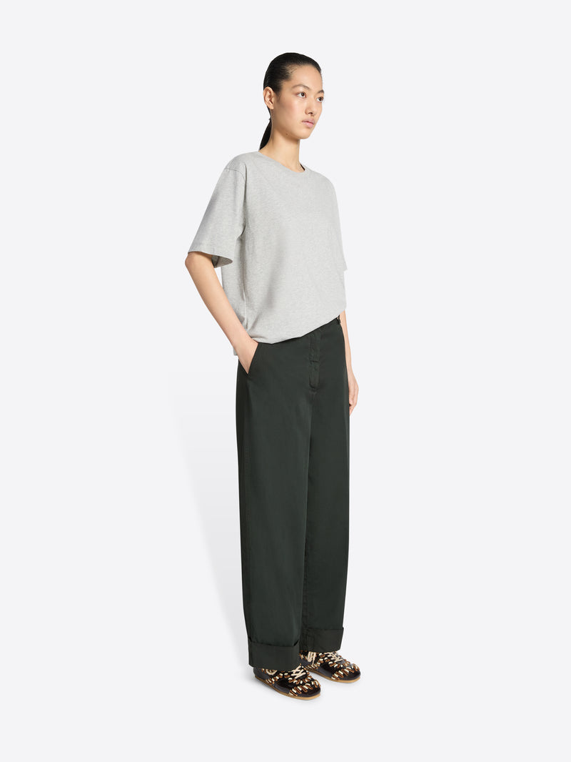 Dries Van Noten Cuffed Cotton Pants DARK GREEN