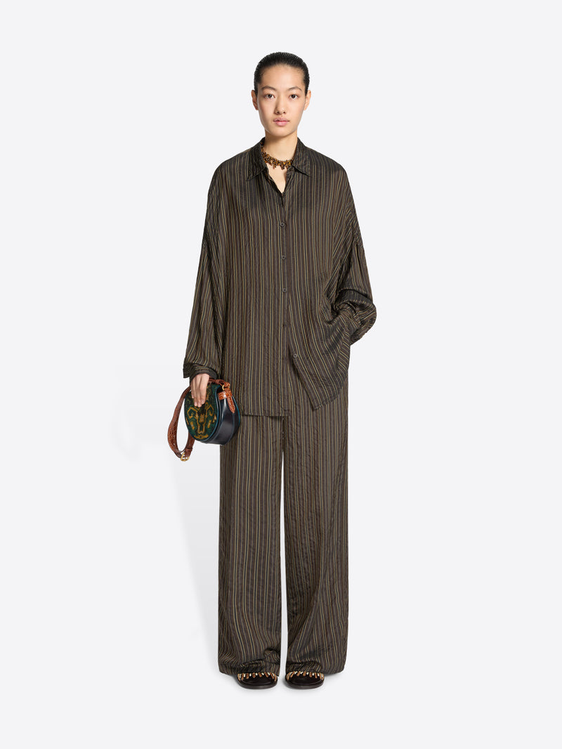 Dries Van Noten Cupro Cocoon Shirt BROWN