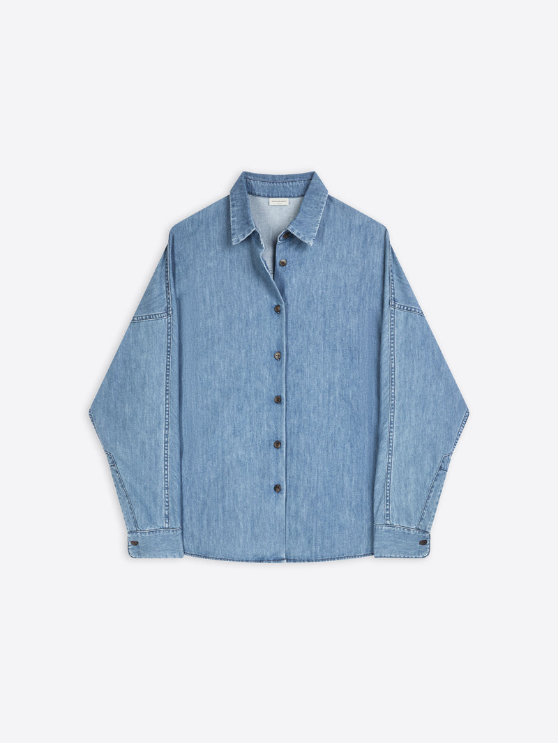 Dries Van Noten Denim Cocoon Shirt Light Blue