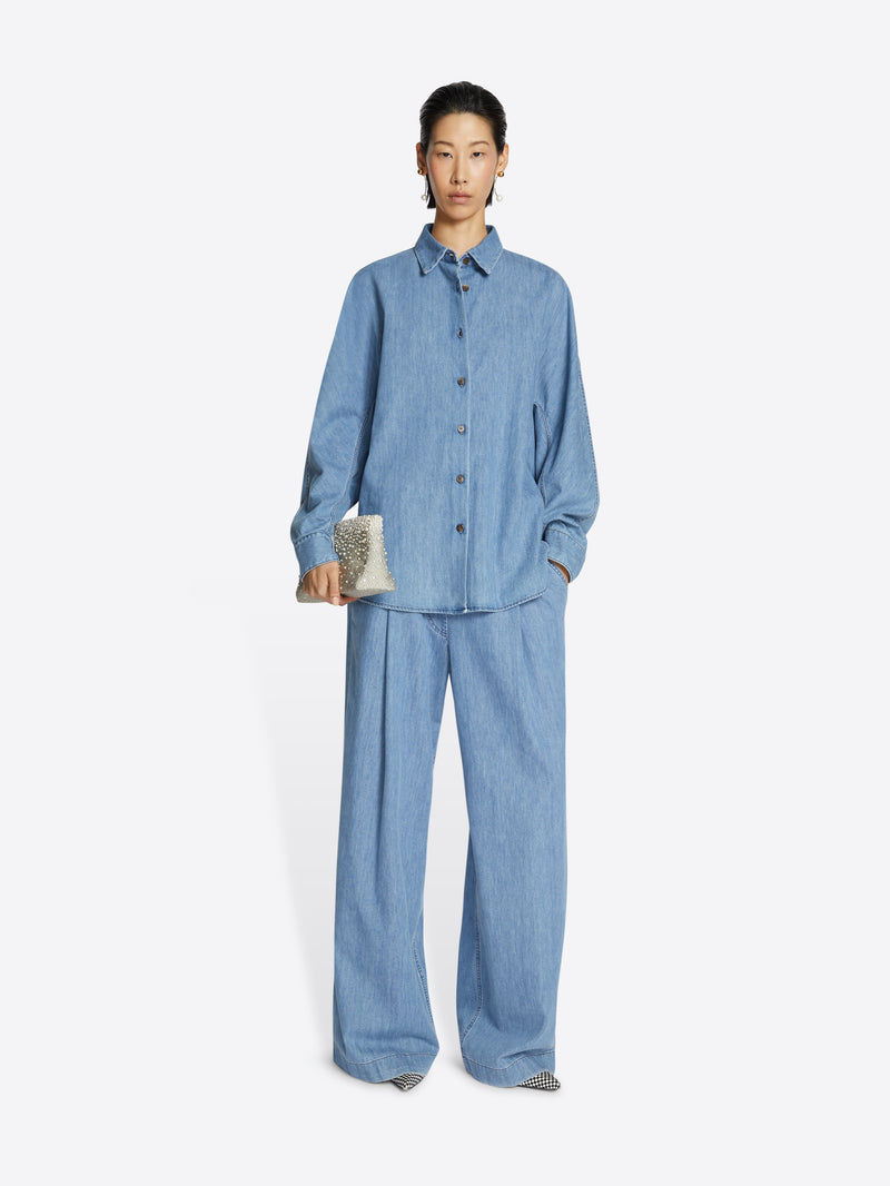 Dries Van Noten Denim Cocoon Shirt Light Blue