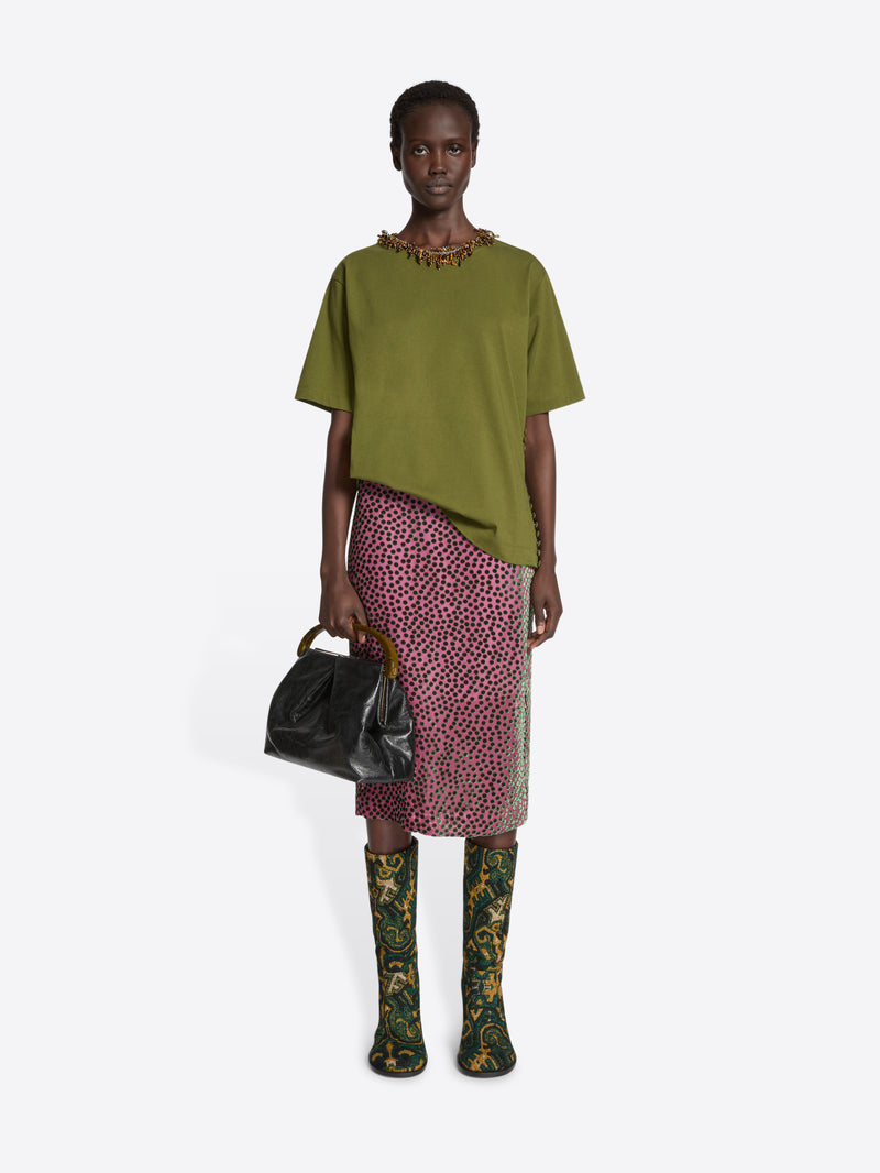 Dries Van Noten Devoré Skirt DARK PINK