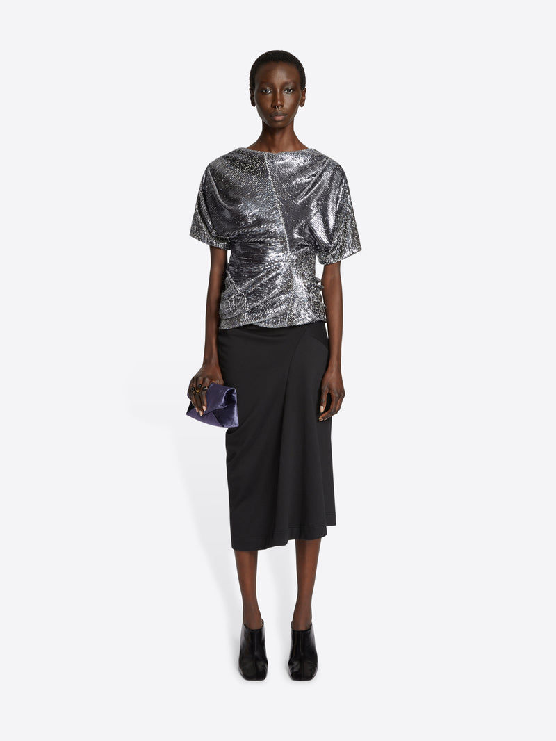 Dries Van Noten Draped Cotton Skirt Black