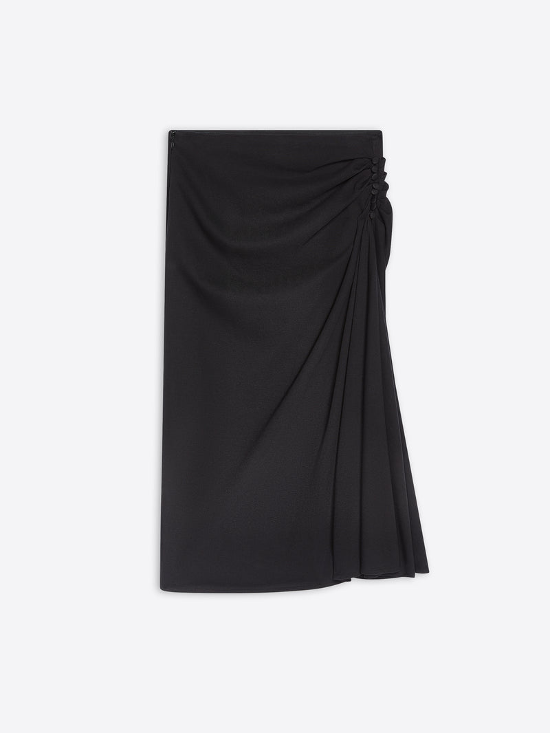 Dries Van Noten Draped Jersey Skirt BLACK