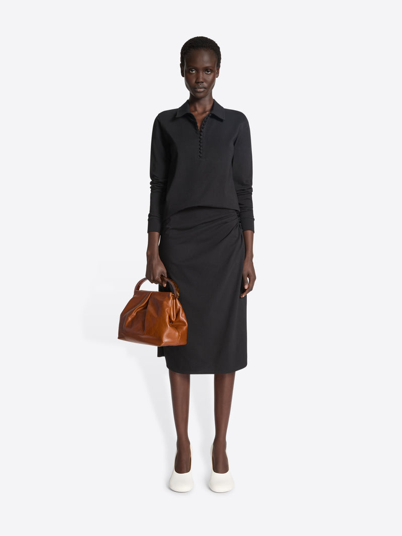 Dries Van Noten Draped Jersey Skirt BLACK