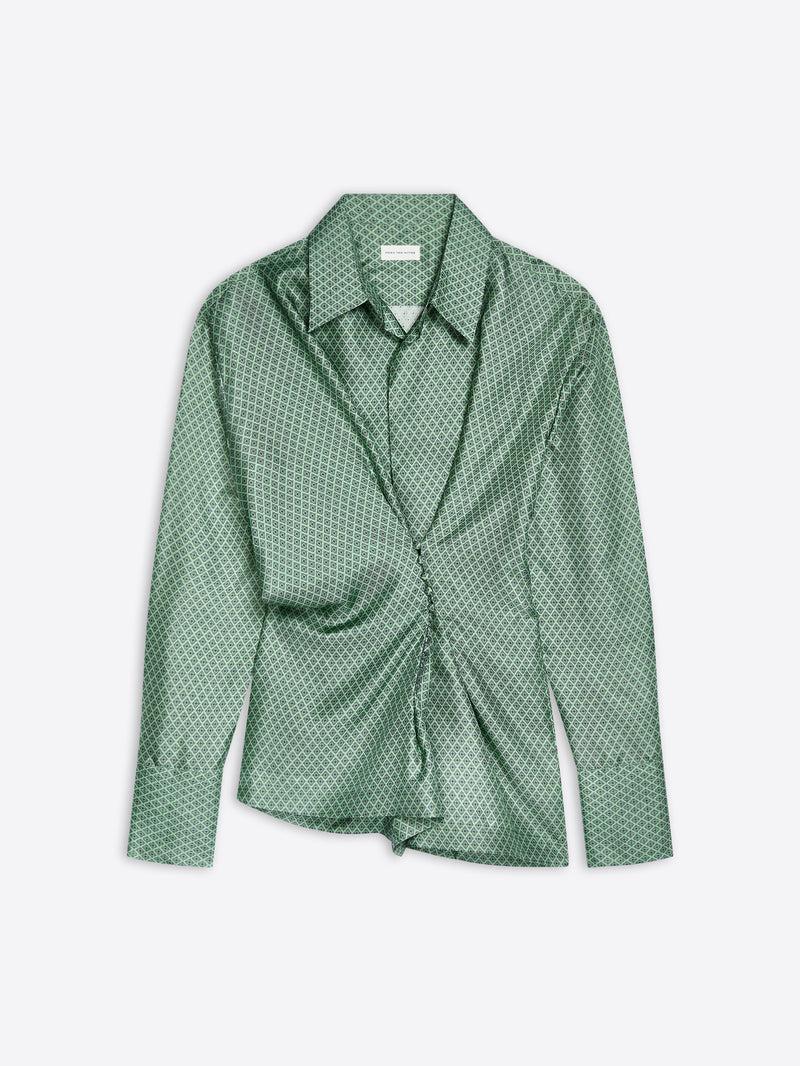 Dries Van Noten Draped Silk Blouse MINT